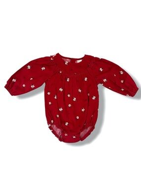 Carter’s Floral Corduroy Bubble Romper Cranberry Red Baby Girl 9 Months NWT